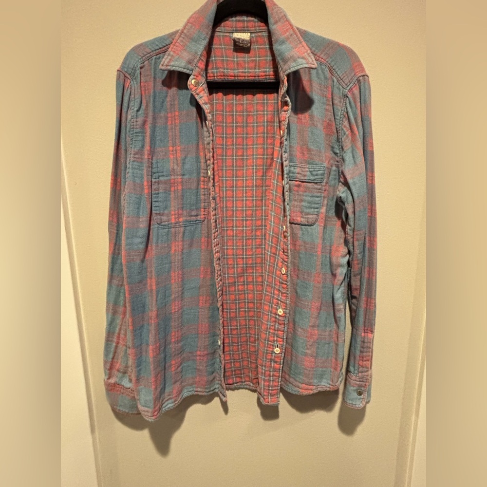 Faherty REVERSIBLE Blue & Pink Plaid Button Down Shirt